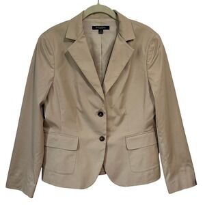Brooks Brother Khaki Blazer Womens 14 Milano Fit Cotton Preppy Academia Jacket